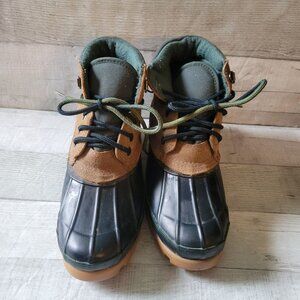 London Fog Ridge Duck Boots 7M Suede & Rubber Brown/Black